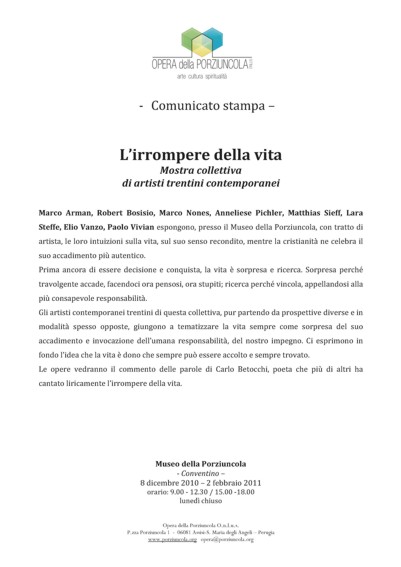 COMUNICATO STAMPA ASSISI 2010